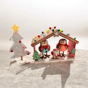 Feathery friends Christmas holiday nativity set with tree